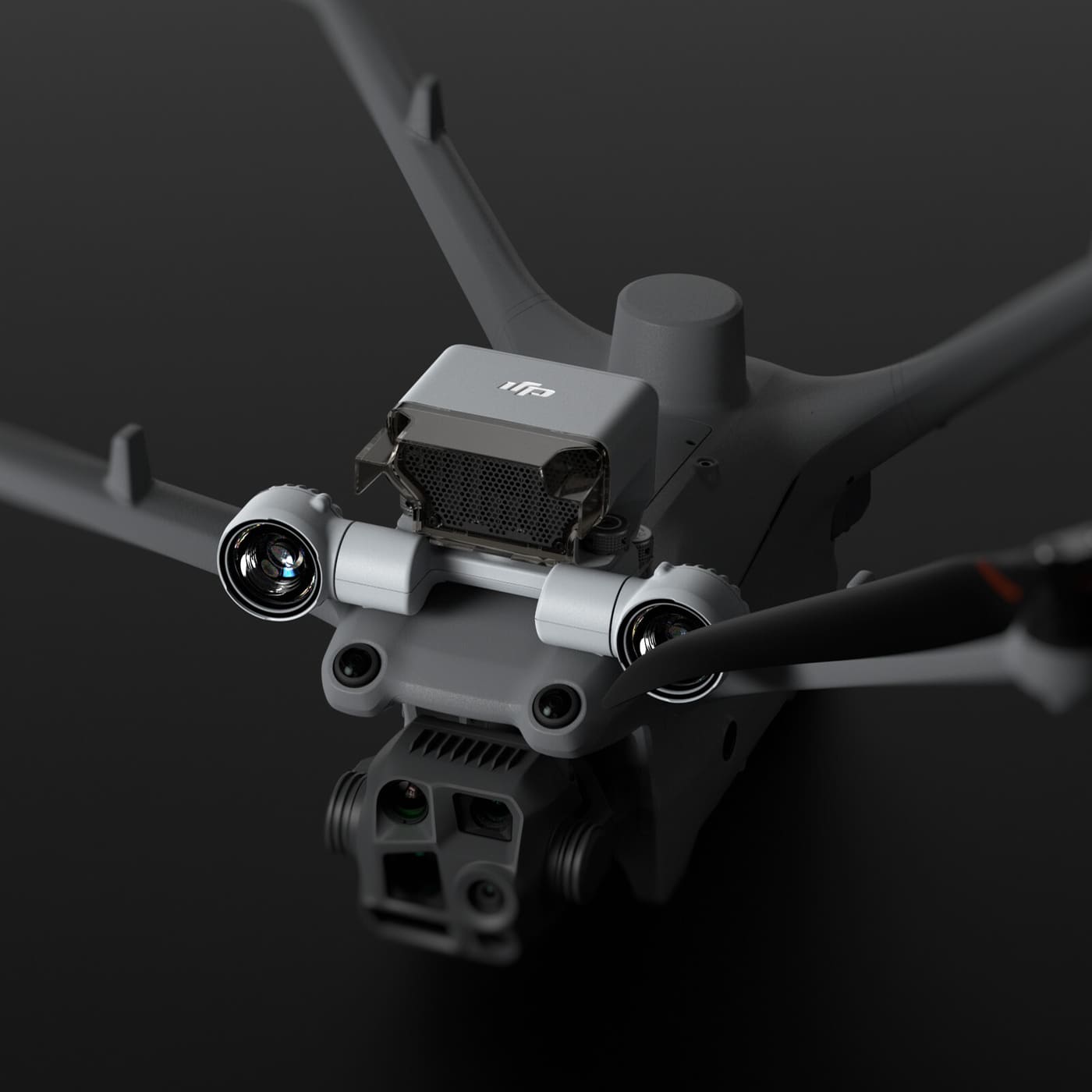 DJI Matrice 4D-series aircraft, front view with camera lenses